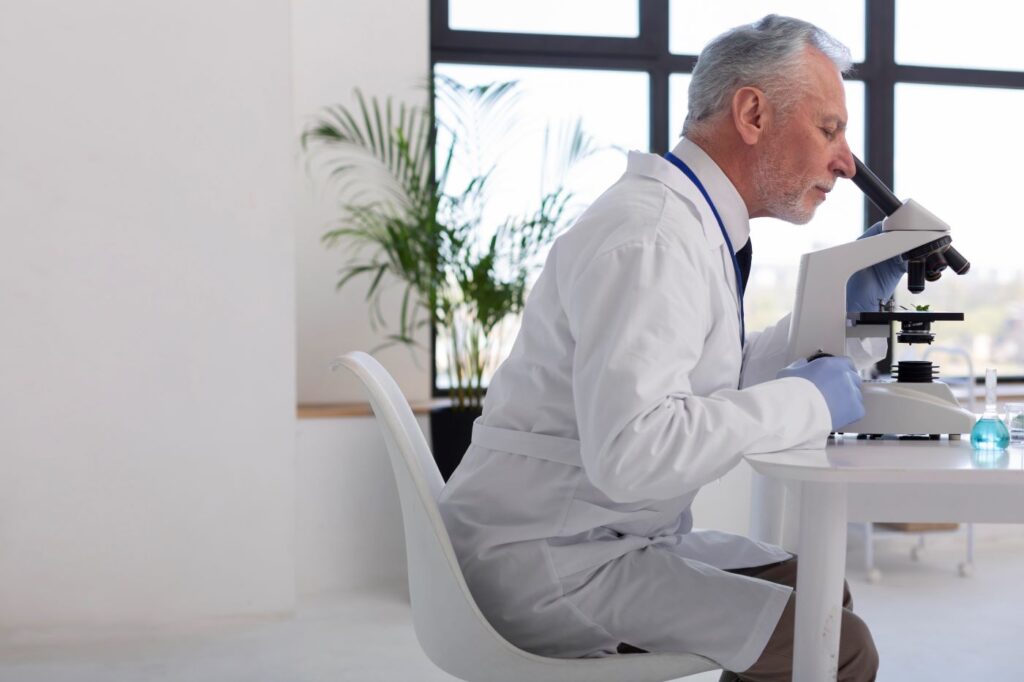 Câncer de próstata grau 7 tem cura? Para ter a resposta, médico analisa biópsia em microscópio